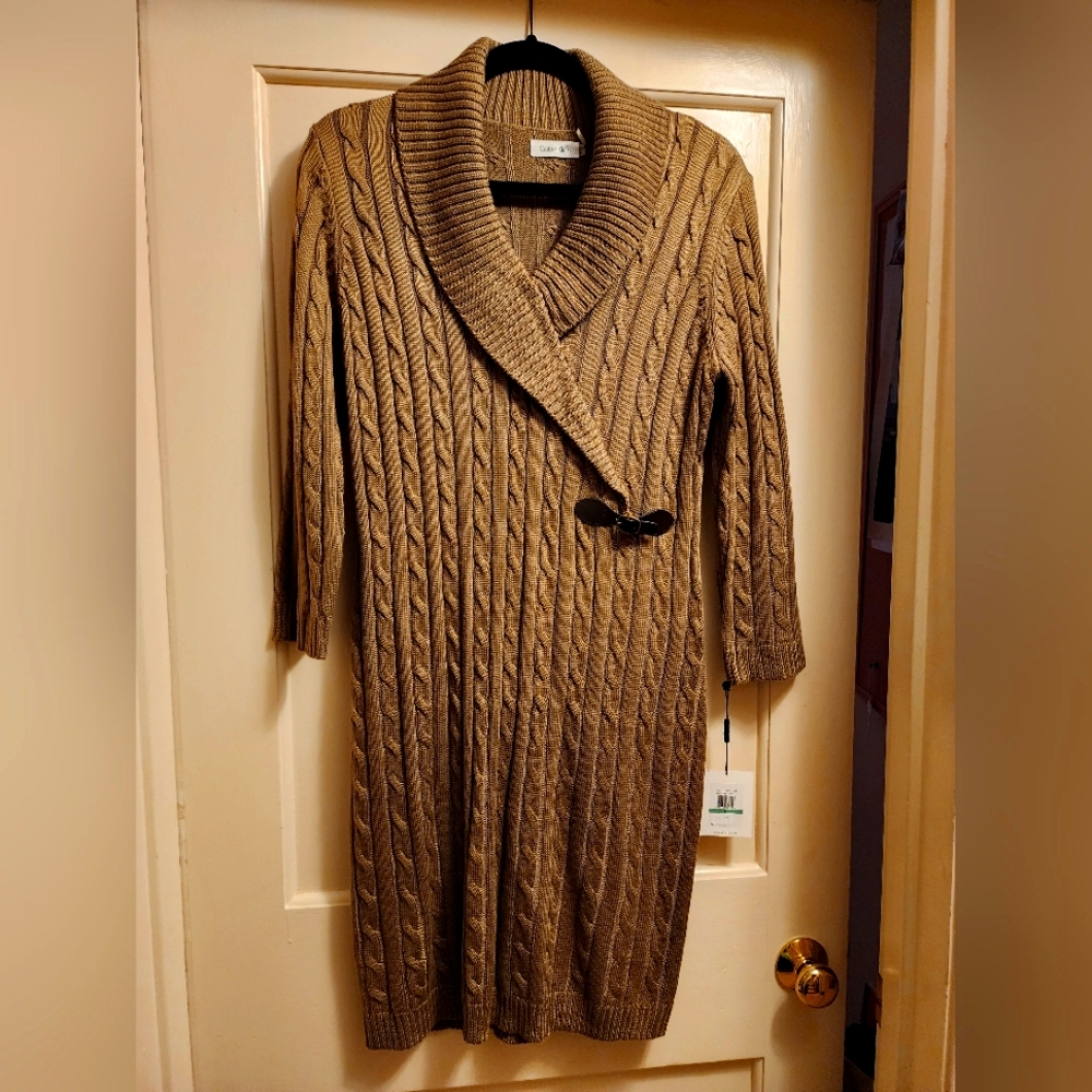 NWT Calvin Klein Taupe Sweater Dress